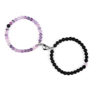 Bracelets amour perles noir et violet