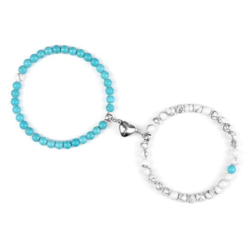 Bracelets perles bleu et blanc