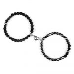 Bracelets couple à distance perles noir brillant