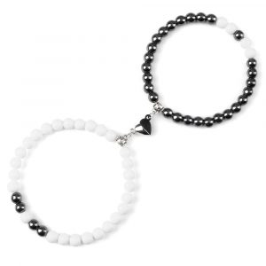 Bracelets amoureux connectés perles turquoise et noir