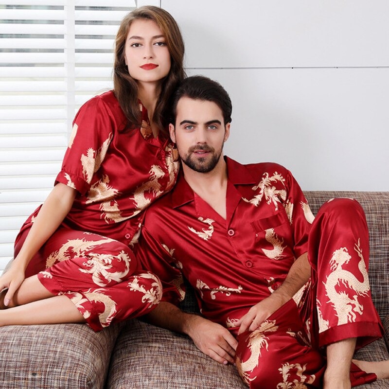 Ensemble Pyjama japonais assortis couple Dragon