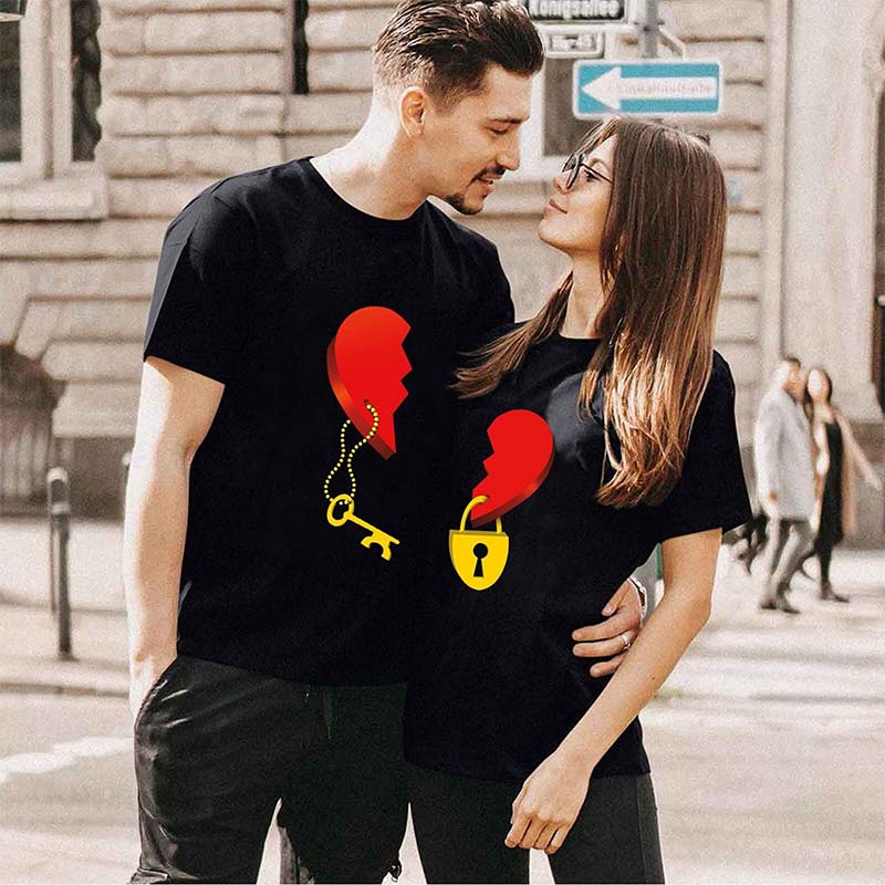 Ensemble T-shirts duo couple Cadenas Coeur