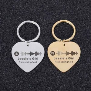 Porte clés pour couple Coeur tags Spotify